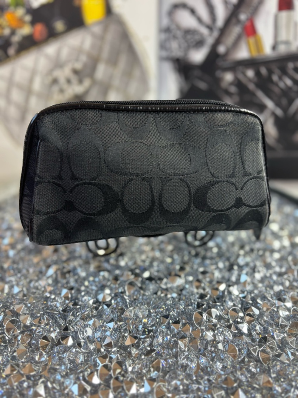Coach Black Signature Jacquard Cosmetic Pouch - Picture 3 of 10